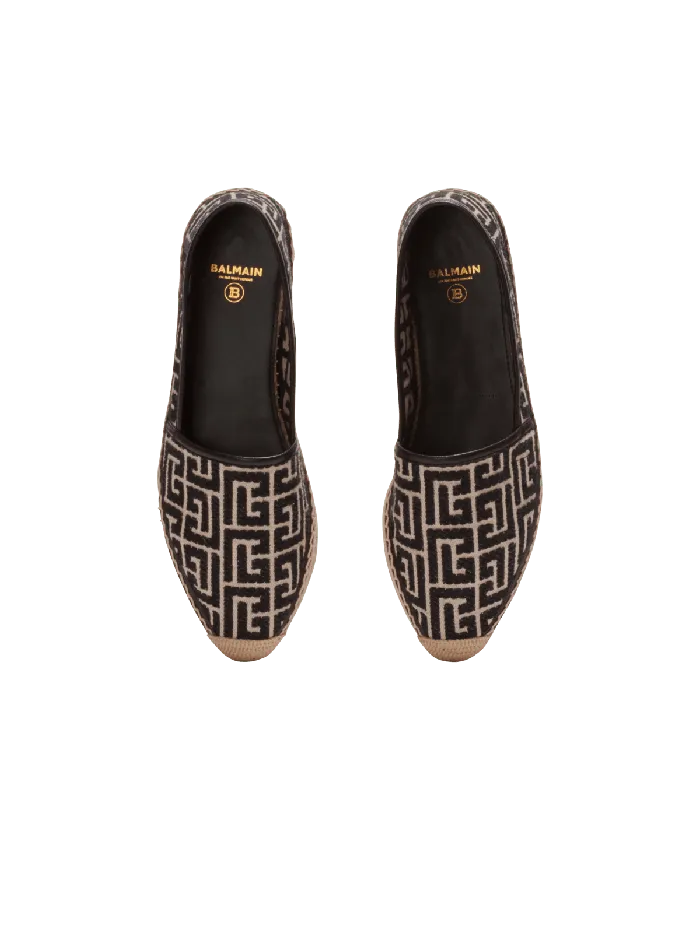 Balmain Flat Shoes Women Alex Espadrilles With Jacquard Monogram Black