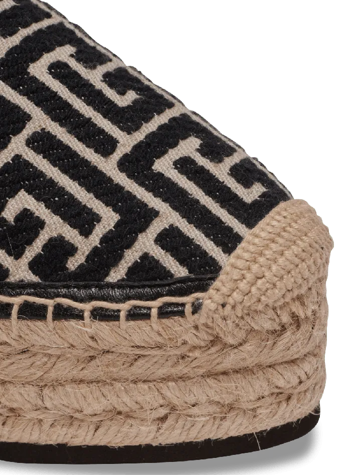 Balmain Flat Shoes Women Alex Espadrilles With Jacquard Monogram Black
