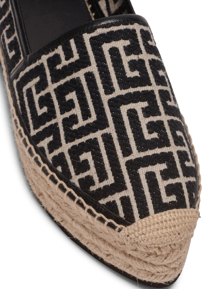 Balmain Flat Shoes Women Alex Espadrilles With Jacquard Monogram Black
