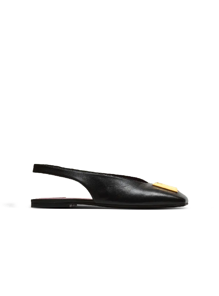 Balmain Flat Shoes Women Flat Eden Slingbacks In Lambskin Leather Black
