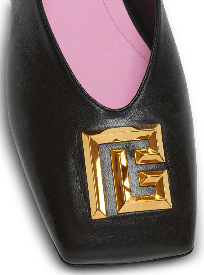 Balmain Flat Shoes Women Flat Eden Slingbacks In Lambskin Leather Black