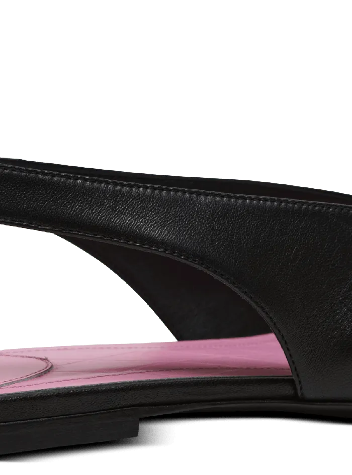 Balmain Flat Shoes Women Flat Eden Slingbacks In Lambskin Leather Black