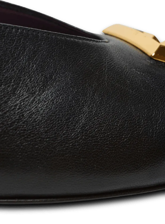 Balmain Flat Shoes Women Flat Eden Slingbacks In Lambskin Leather Black