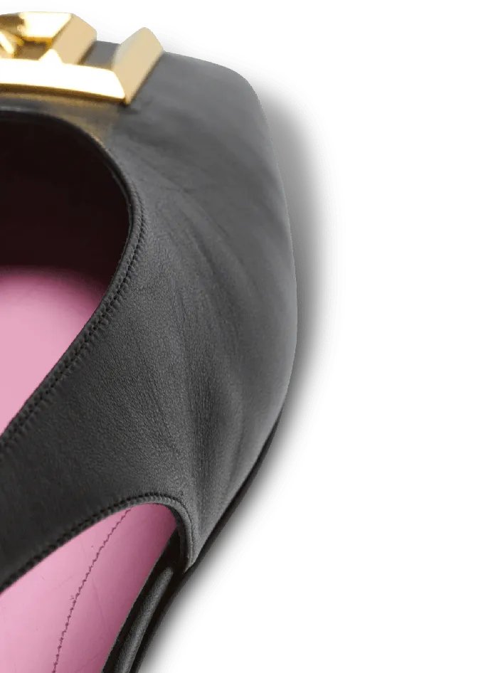 Balmain Flat Shoes Women Flat Eden Slingbacks In Lambskin Leather Black