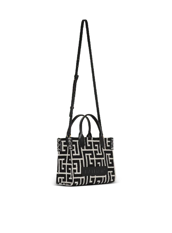 Balmain Handbags Women BArmy Monogrammed Jacquard And Leather Tote Bag Black