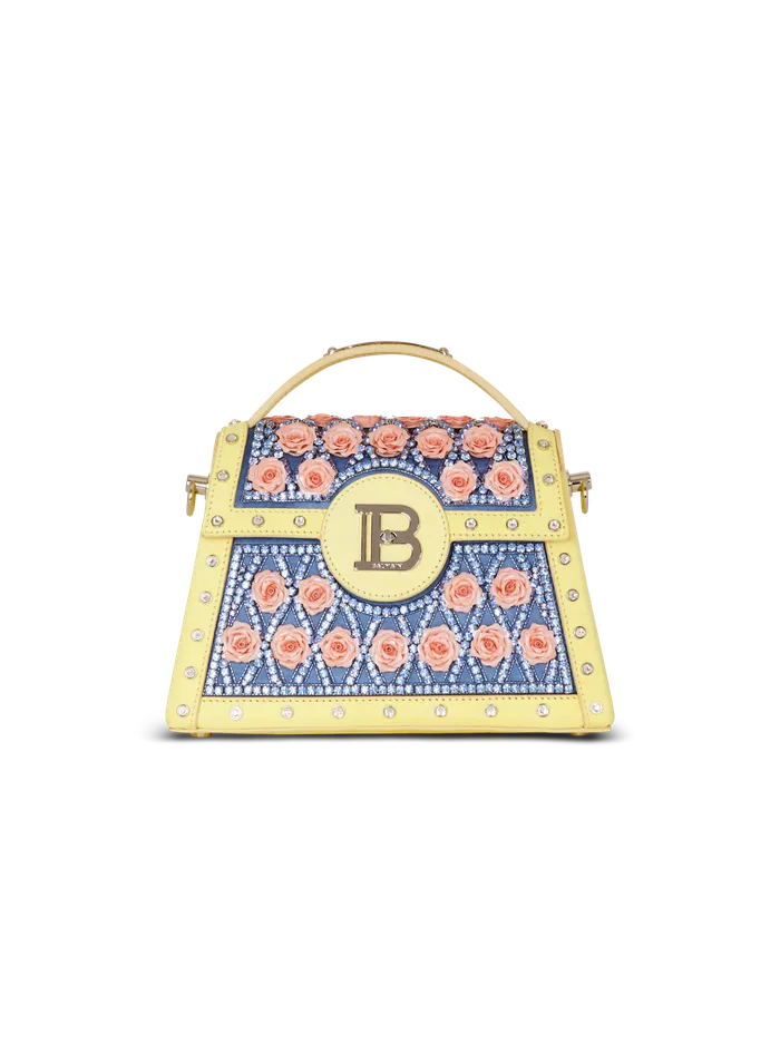 Balmain Handbags Women BBuzz Dynasty Bag Embroidered With Diamond And Roses Multicolor Balmain Handbags Women BBuzz Dynasty Bag Embroidered With Diamond And Roses Multicolor