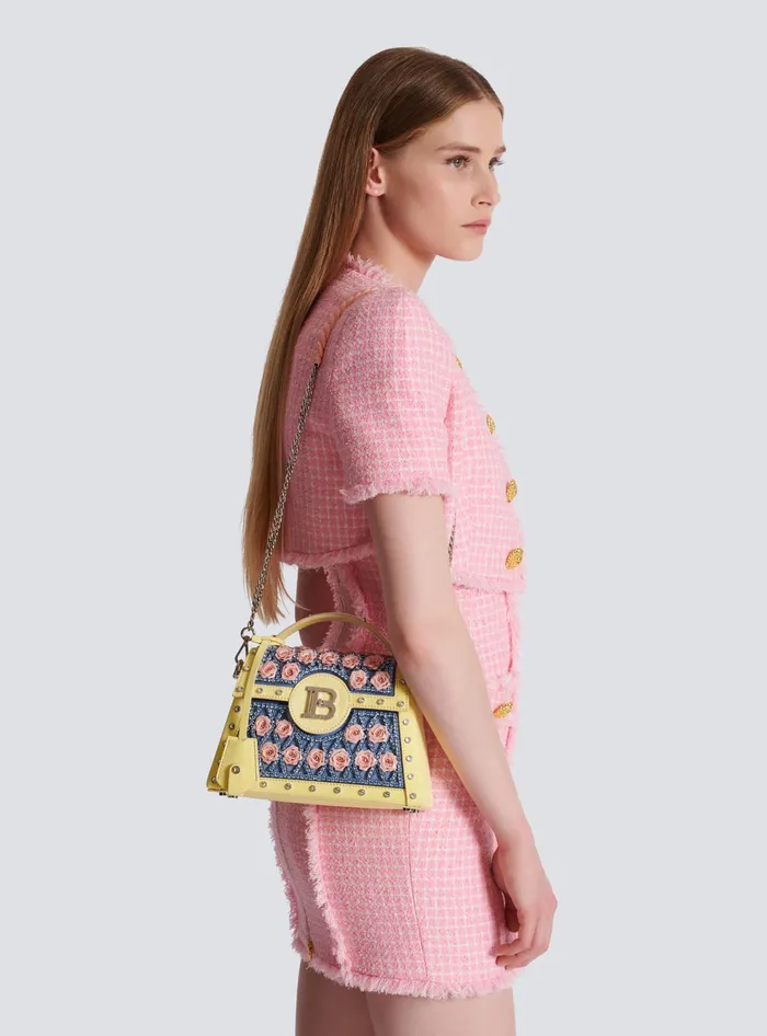 Balmain Handbags Women BBuzz Dynasty Bag Embroidered With Diamond And Roses Multicolor
