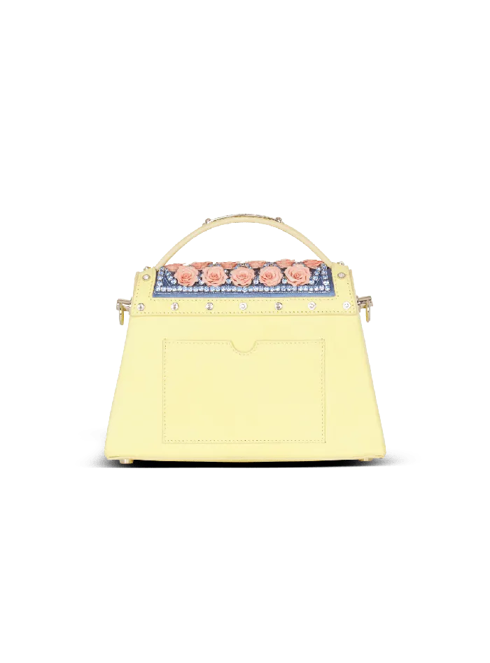 Balmain Handbags Women BBuzz Dynasty Bag Embroidered With Diamond And Roses Multicolor