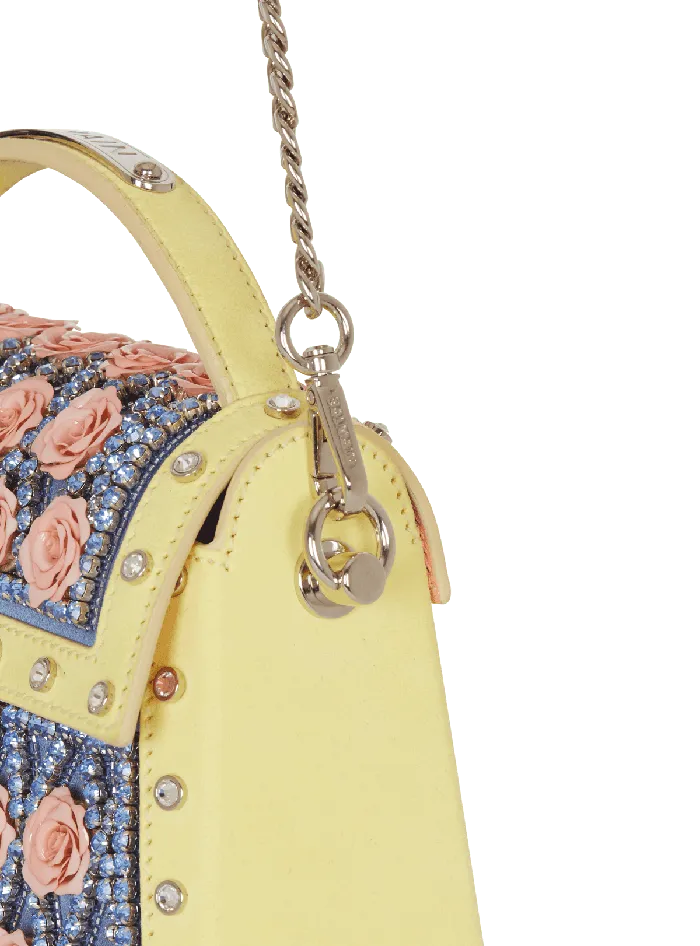 Balmain Handbags Women BBuzz Dynasty Bag Embroidered With Diamond And Roses Multicolor