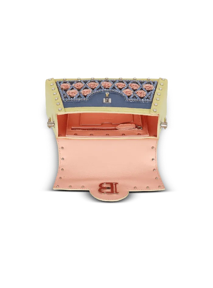 Balmain Handbags Women BBuzz Dynasty Bag Embroidered With Diamond And Roses Multicolor