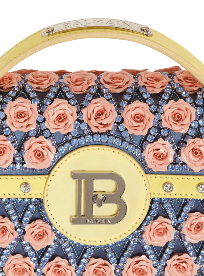 Balmain Handbags Women BBuzz Dynasty Bag Embroidered With Diamond And Roses Multicolor