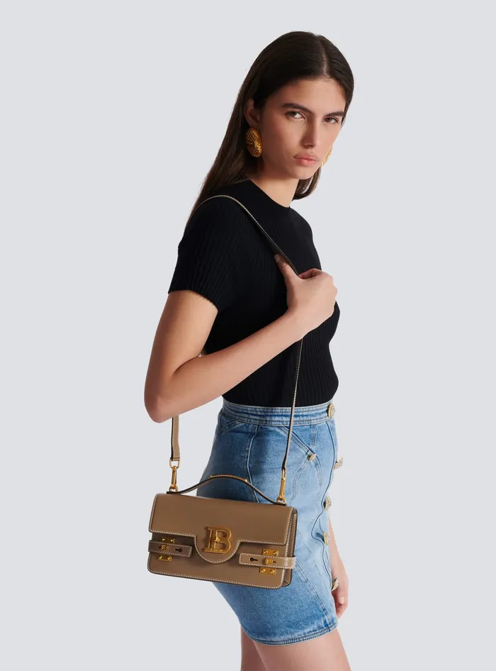 Balmain Handbags Women BBuzz Shoulder 24 Calfskin Bag Brown