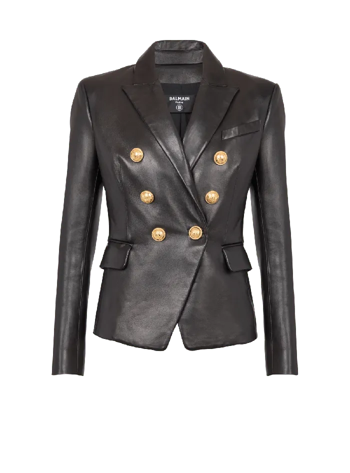 Balmain Jackets And Blazers Women Classic 6button Leather Jacket Black