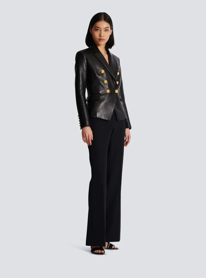 Balmain Jackets And Blazers Women Classic 6button Leather Jacket Black