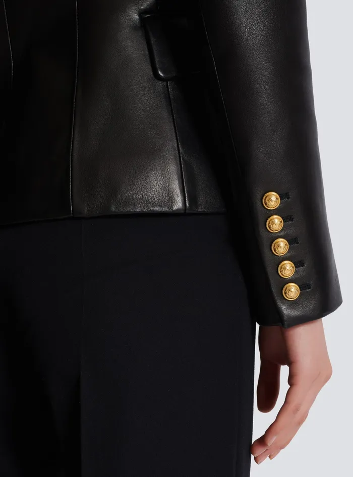 Balmain Jackets And Blazers Women Classic 6button Leather Jacket Black