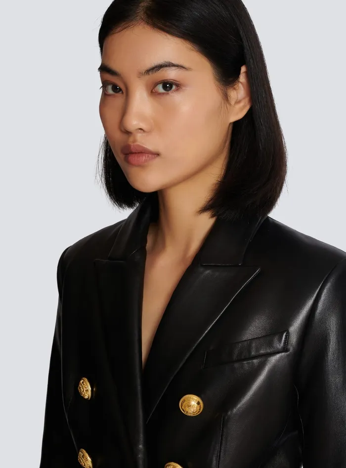 Balmain Jackets And Blazers Women Classic 6button Leather Jacket Black