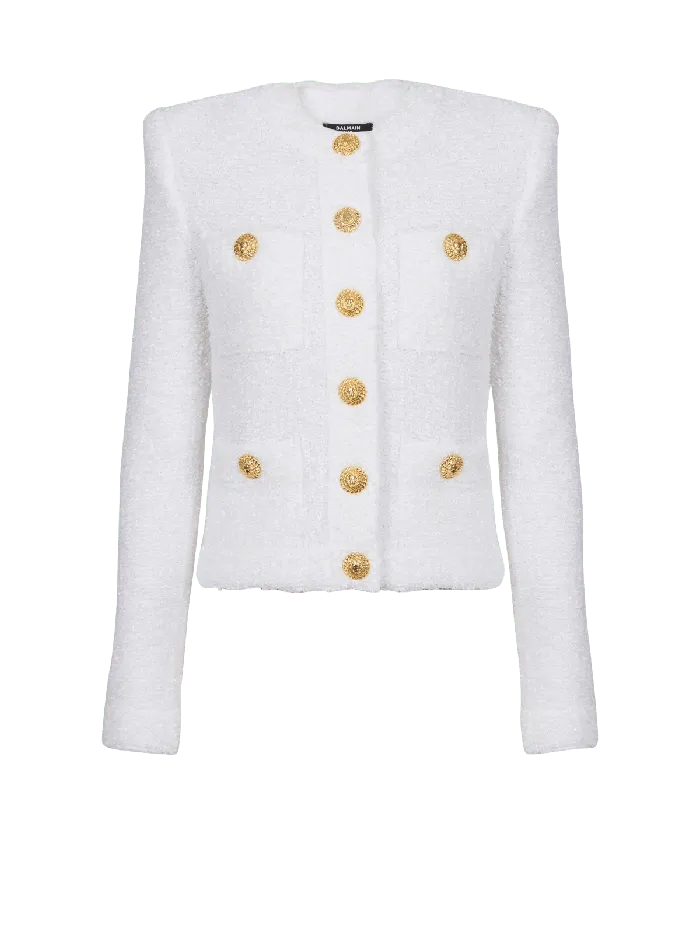 Balmain Jackets And Blazers Women Miami Tweed 4pocket Jacket White