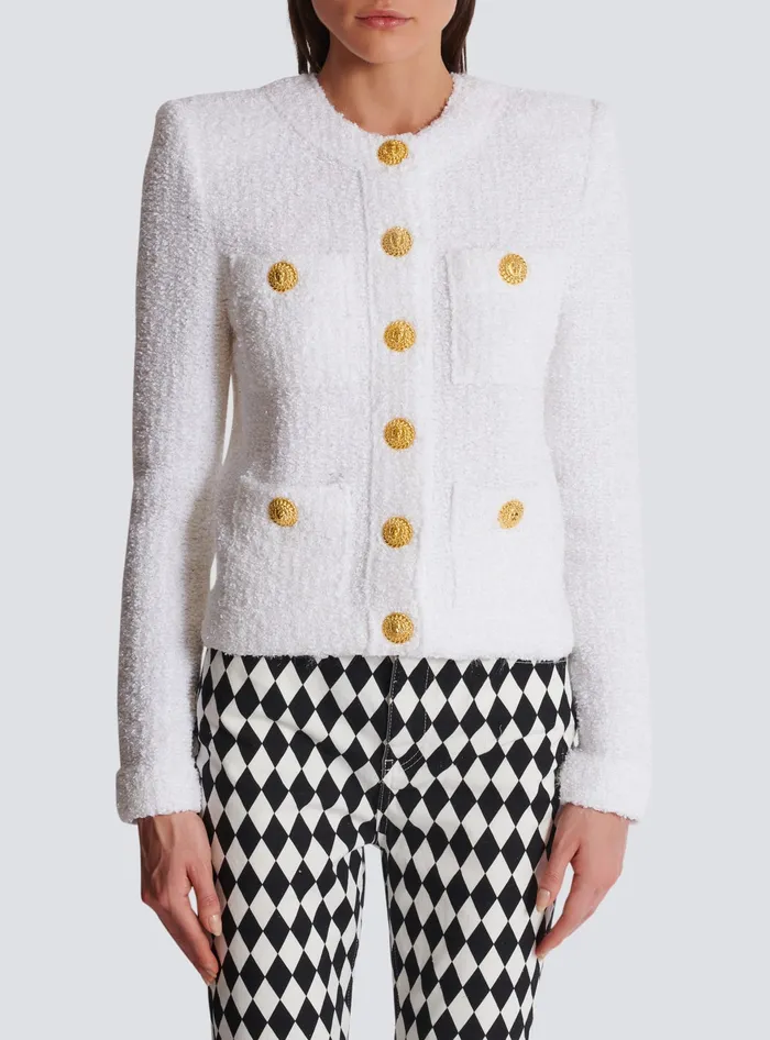 Balmain Jackets And Blazers Women Miami Tweed 4pocket Jacket White