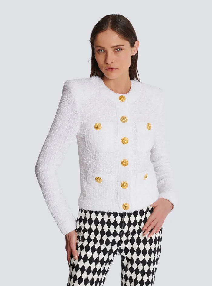 Balmain Jackets And Blazers Women Miami Tweed 4pocket Jacket White