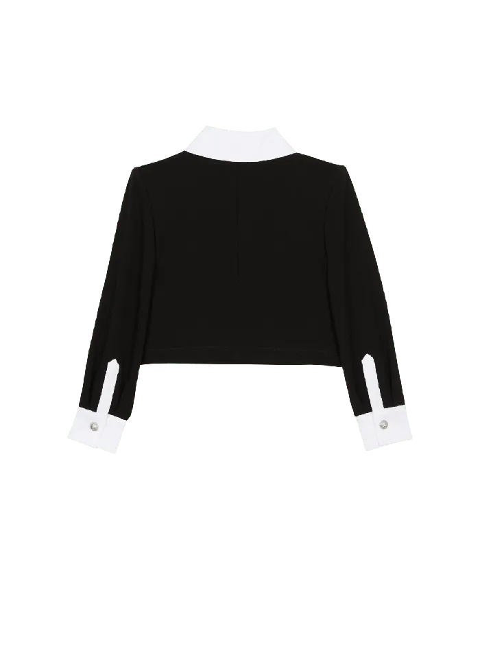 Balmain Kids Paris Twotone Polo Sweatshirt Black