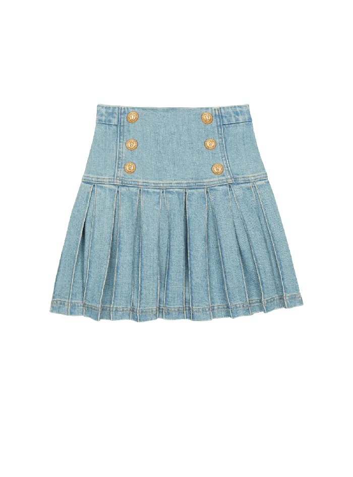 Balmain Kids Pleated Highwaisted Skirt Blue