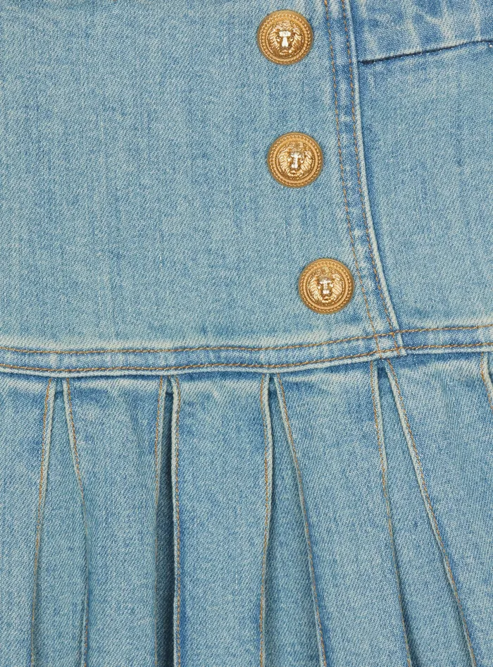 Balmain Kids Pleated Highwaisted Skirt Blue