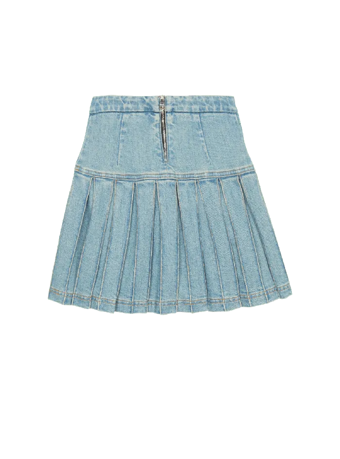 Balmain Kids Pleated Highwaisted Skirt Blue
