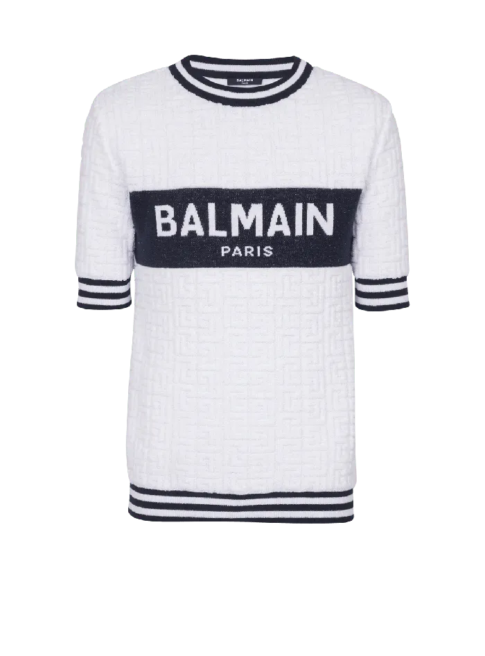 Balmain Knitwear Men Shortsleeved PB Labyrinth Knit Tshirt White