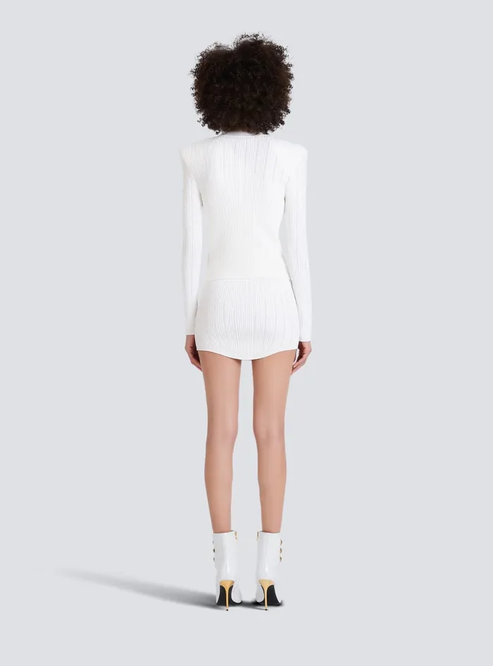 Balmain Knitwear Women Knit Cardigan With Gold Buttons White