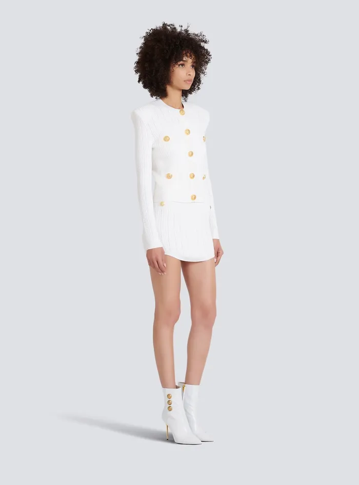 Balmain Knitwear Women Knit Cardigan With Gold Buttons White