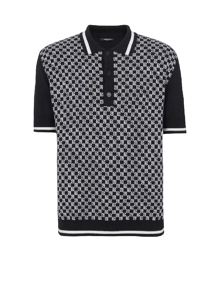 Balmain Shirts And Polos Men Mini Monogram Polo Shirt Black