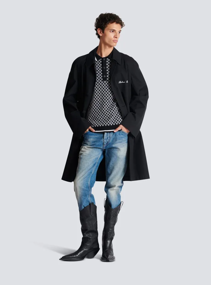 Balmain Shirts And Polos Men Mini Monogram Polo Shirt Black