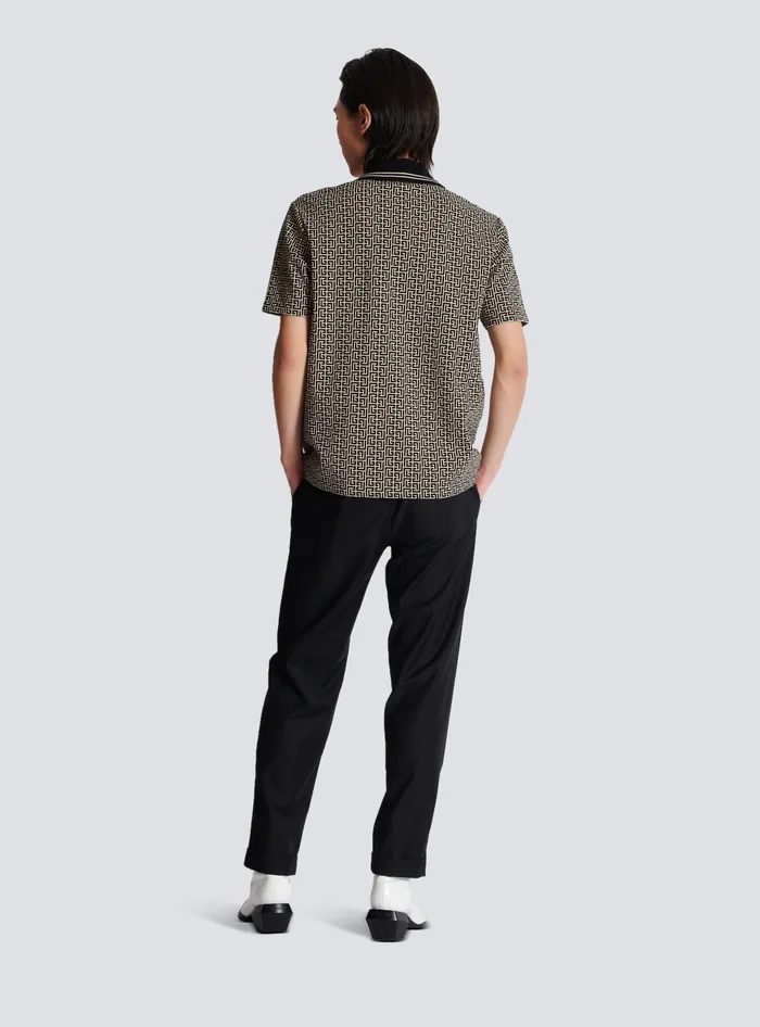 Balmain Shirts And Polos Men PB Labyrinth Jacquard Polo Shirt Black