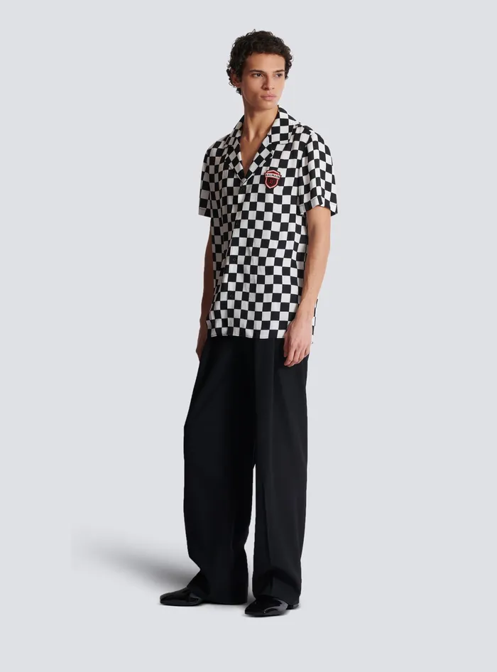 Balmain Shirts And Polos Men Satin Racing Pyjama Shirt Black