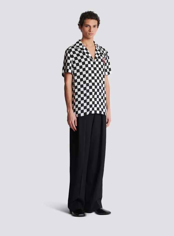 Balmain Shirts And Polos Men Satin Racing Pyjama Shirt Black
