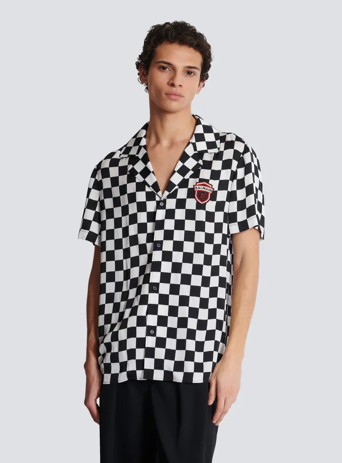 Balmain Shirts And Polos Men Satin Racing Pyjama Shirt Black