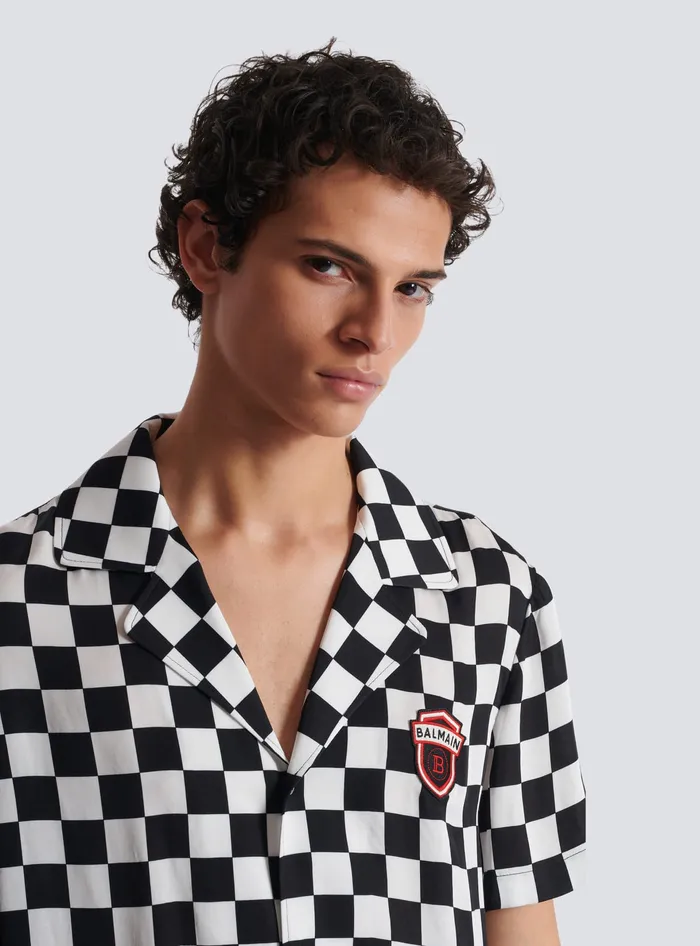 Balmain Shirts And Polos Men Satin Racing Pyjama Shirt Black