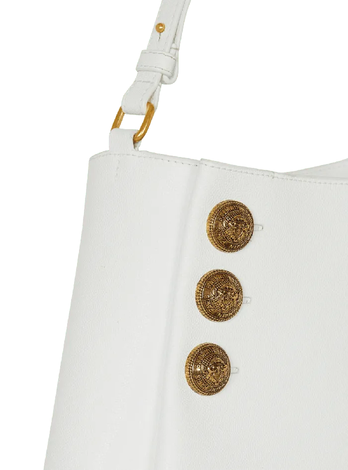 Balmain Shoulder Bags Women Emblegraveme Shoulder Bag In Grained Calfskin White