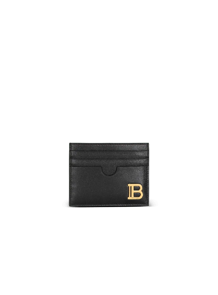 Balmain Small Leather Goods Women BBuzz Leather Card Holder Black