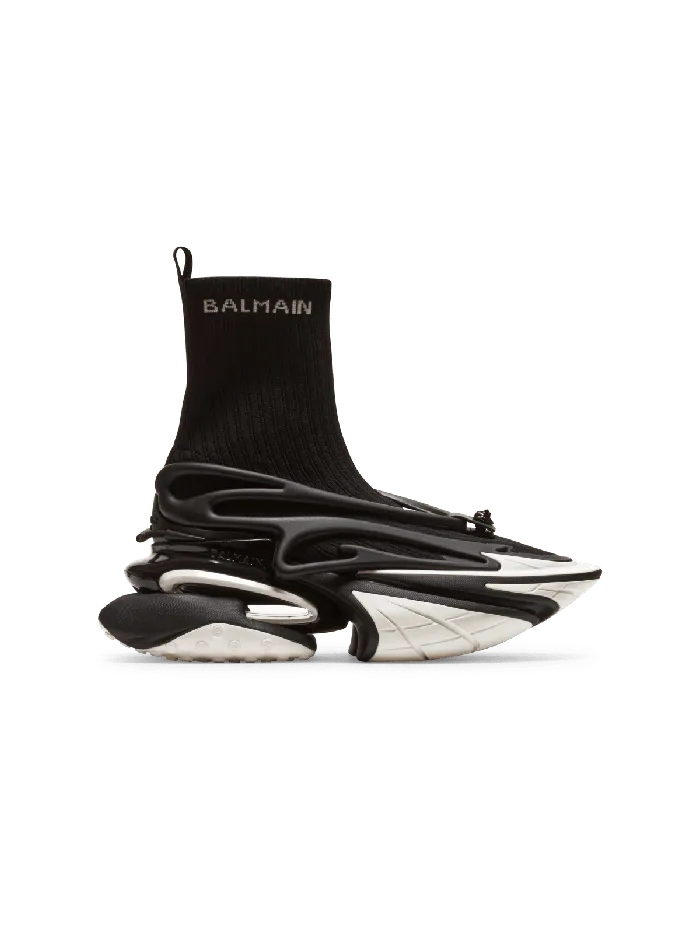 Balmain Sneakers Men Unicorn Knit And Rubber Sneakers Black