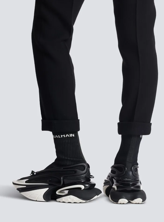 Balmain Sneakers Men Unicorn Knit And Rubber Sneakers Black