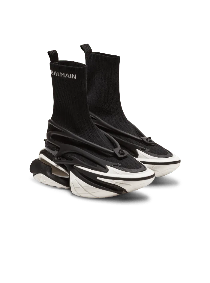 Balmain Sneakers Men Unicorn Knit And Rubber Sneakers Black