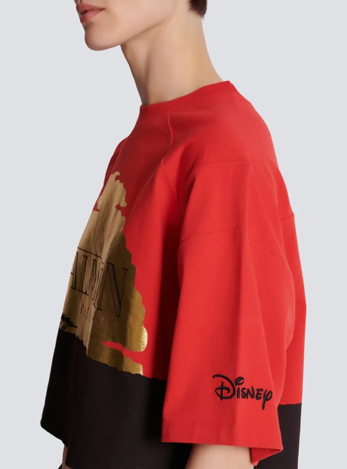 Balmain TShirts Women Disney X The Lion King 8211 Cropped Tshirt With Sunset Print Red