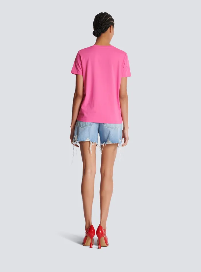 Balmain TShirts Women Tshirt With Paris Print Pink
