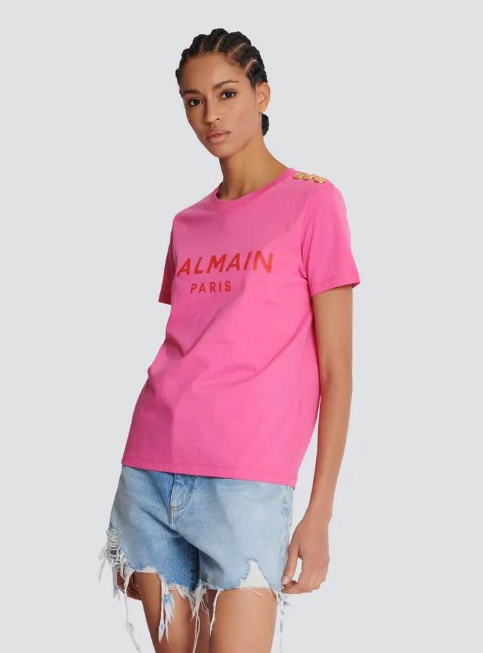 Balmain TShirts Women Tshirt With Paris Print Pink