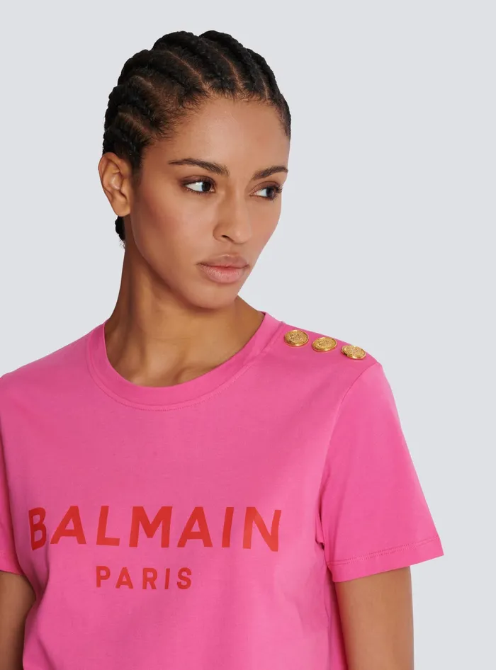 Balmain TShirts Women Tshirt With Paris Print Pink