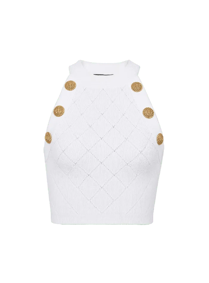 Balmain Tops And Shirts Women 6button Knit Tank Top White