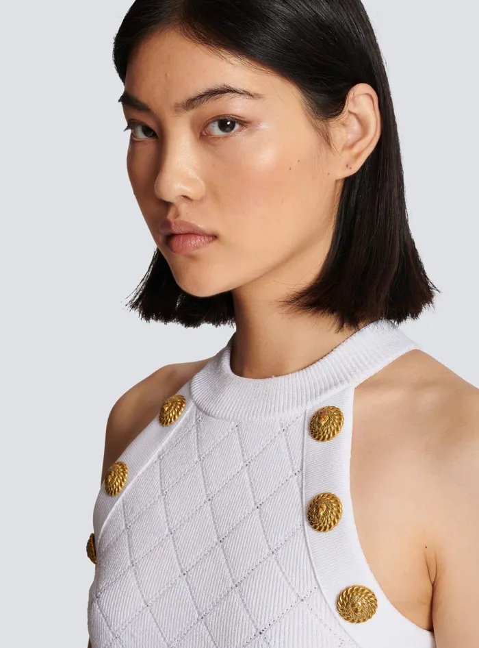 Balmain Tops And Shirts Women 6button Knit Tank Top White
