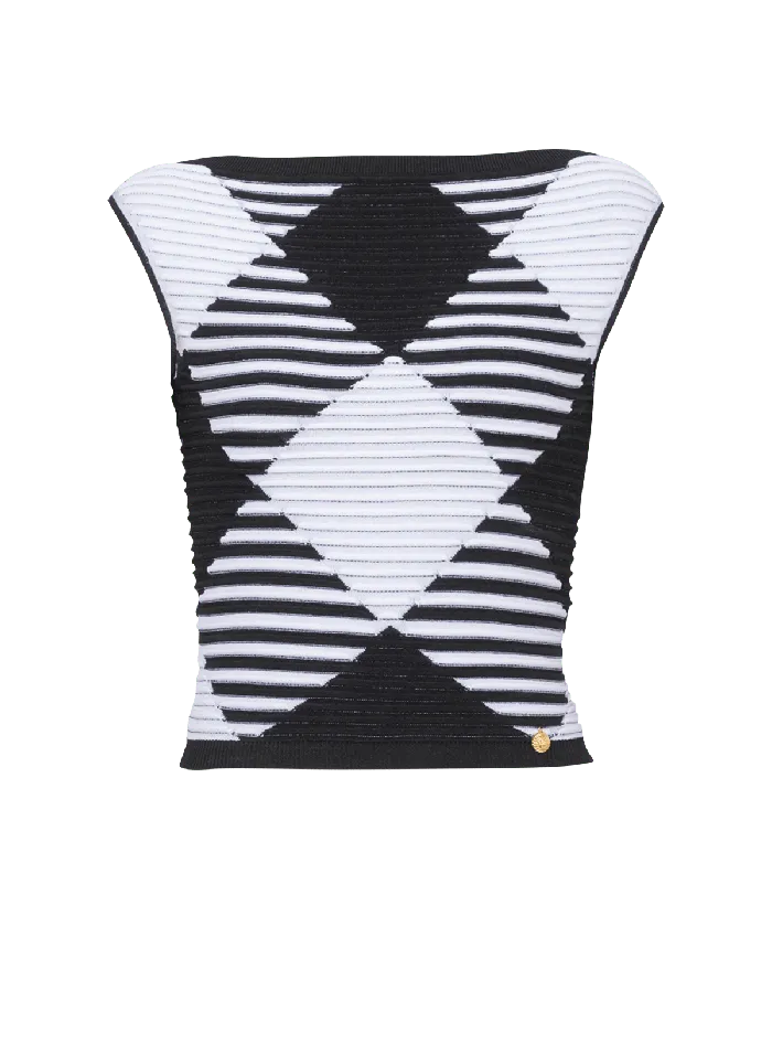 Balmain Tops And Shirts Women Cropped Top In Rolled Gingham Knit Black