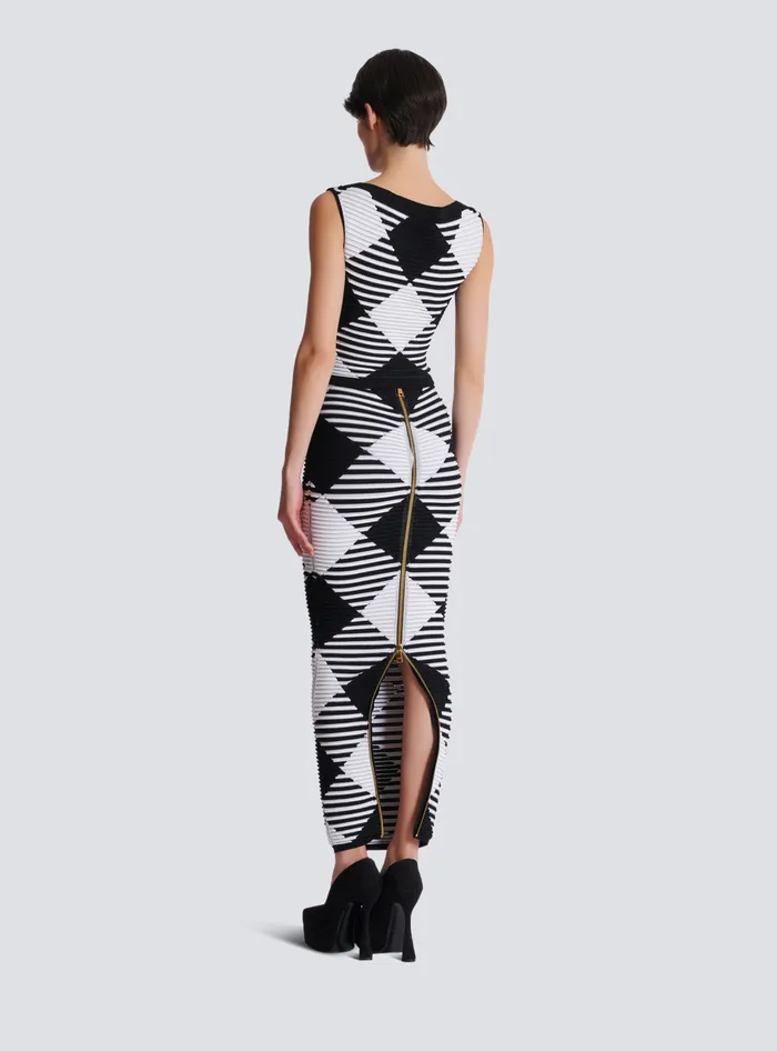 Balmain Tops And Shirts Women Cropped Top In Rolled Gingham Knit Black